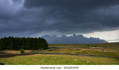 Storm clouds gather over Yorkshire moorland at 900ft