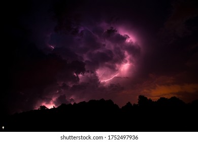 Storm clouds and lightning in Marcinkowice, Malopolskie, Poland. - Shutterstock ID 1752497936