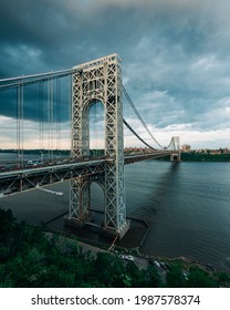 Storm Clouds Over The George Washington Bridge And Hudson River, In New York City