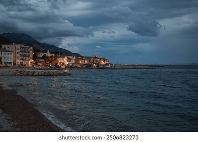 Storm clouds over Karlobag at dusk