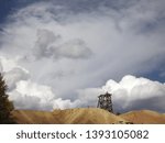 Storm clouds over the mining area and a new look to the mine head in Cripple Creek,Colorado. 