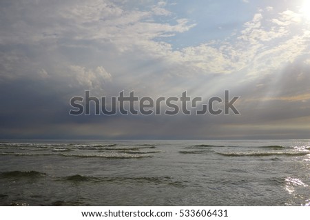 Storm clouds over the ocean.