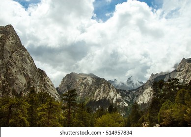 Storm clouds over the Sierra Mountains in Lone Pine, California.