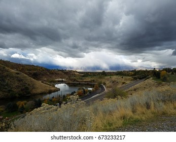 Storm clouds over valley