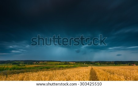 Similar – Image, Stock Photo Thunderstorm over a wheat field. Rural scene