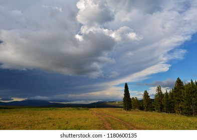 Storm Clouds Passing Over The Little Belt Mountains In Montana 