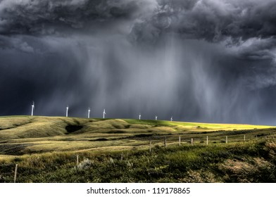 Storm Clouds Saskatchewan Wind Farm Swift Current Canada