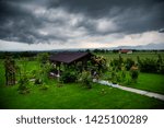 Storm clouds at the sunset