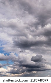 Storm Cloudy Dramatic Sky With Dark Rain Grey Cumulus Cloud And Blue Sky Background Texture, Thunderstorm, Heaven