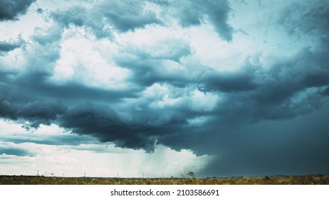 Storm Cloudy Rainy Sky. Dramatic Sky With Dark Clouds In Rainy Day. Storm And Rain Above Summer Field. Time Lapse, Timelapse, Time-lapse. Hyper lapse 4K. Agricultural And Weather Forecast Concept. Bad
