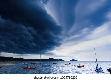 Storm is coming, Rain clouds before the storm in tropical sea landscape.Thailand