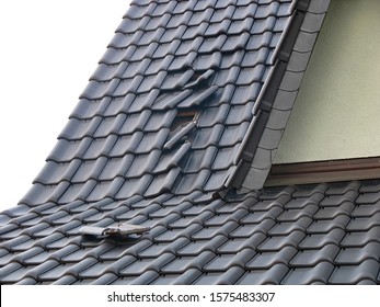 Storm Damage - Slipped Roof Tiles After Hurricane