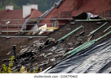 Storm Damaged Roof, Destroyed Roof Tiles, Expensive Damage Needing Prompt Repair