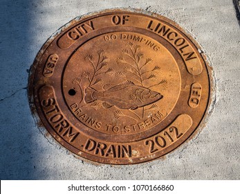 Storm Drain Cover With Fish, City Of Lincoln, NE