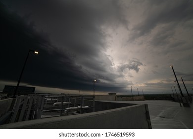 Storm Front Rolling Over A Small City In Kansas