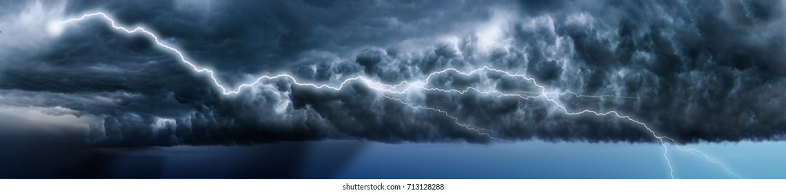 Storm. Lightning in the landscape