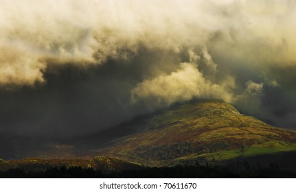 A Storm Moving In Over The Hills In Cumbria, England, Uk