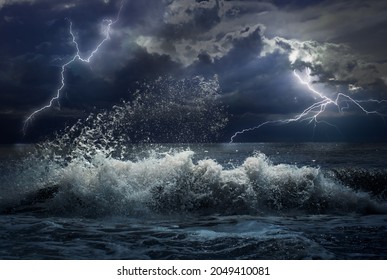 storm in ocean with lightings - Powered by Shutterstock