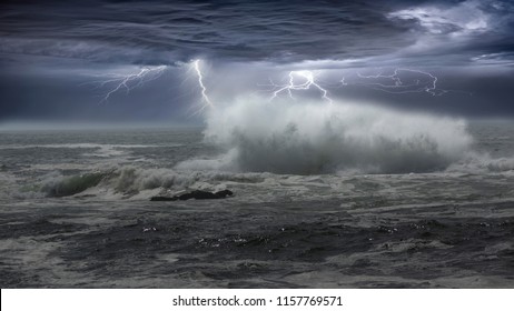 storm in the ocean of Portugal
