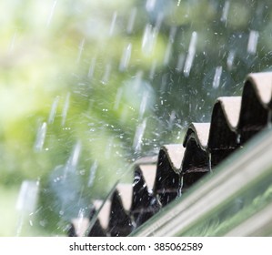 Storm Rain On The Roof Of The House