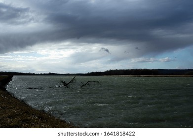 Storm Sabine At The River Inn In Bavaria 