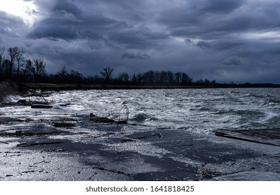 Storm Sabine At The River Inn In Bavaria 