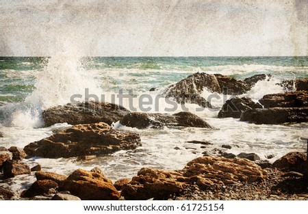 Similar – Image, Stock Photo Beach with orange rocks in a sunset, ribadeo, lugo, galician, spain