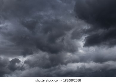 Storm Sky With Dark Grey Cumulus Clouds Background Texture, Thunderstorm