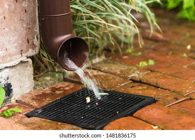 Storm Water Drain. Rainwater Drainage In A Private House.