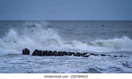 Storm Waves Crash On The Breakwater