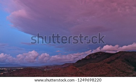 Stormclouds over the Mount Stuart Range, Townsville, at dusk