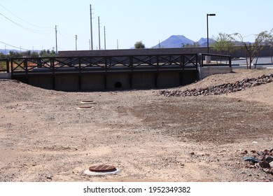 Stormwater Management Detention Basin With Dry Wells