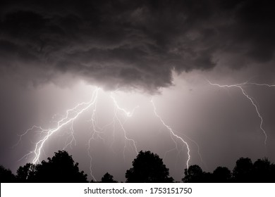 Stormy Clouds With Lightning At Night