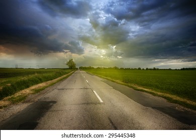 Stormy Clouds Over Road