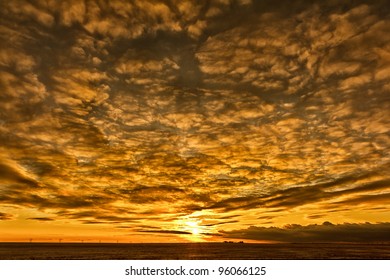 Stormy Clouds Over The Sky During A Sunset On A Cold Winter Day In Regina