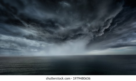 stormy clouds and rain with dramatic sky