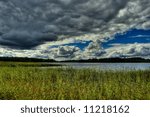 Stormy cloudscape over a lake