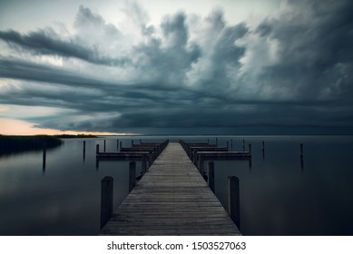 Stormy Dock On The Currituck Sound