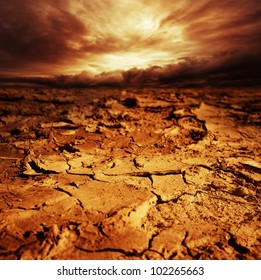 Stormy Sky Over Desert.