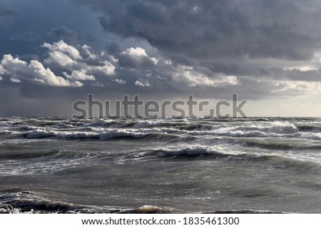 Stormy weather cloudy sky sea waves