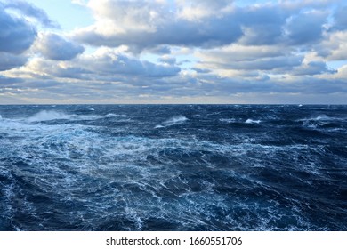 Stormy weather and waves in the Pacific Ocean