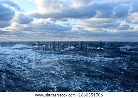Stormy weather and waves in the Pacific Ocean