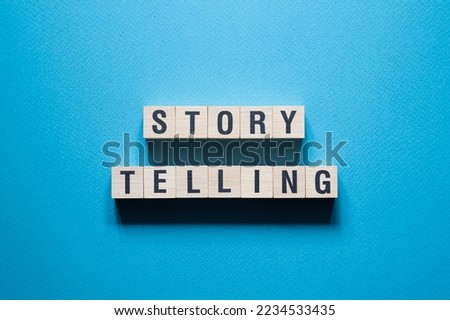 Story Telling - word concept on cubes,text,letters