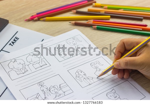 Storyboard Drawing Pencil Creative Sketch Cartoon Stock Photo Edit Now