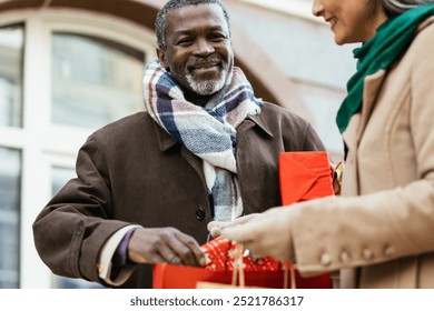 Storytelling image of a multiethnic senior couple in love - Powered by Shutterstock