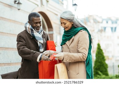 Storytelling image of a multiethnic senior couple in love - Powered by Shutterstock