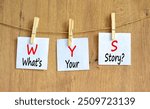 Storytelling and what is your story symbol. Concept words What is your story on beautiful white paper. Beautiful wooden background. Business storytelling what is your story concept. Copy space.