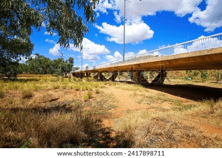 Stott Terrace Bridge deck spanning the dried up riverbed of the ephemeral Todd River in downtown Alice Springs, Northern Territory, Central Australia