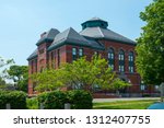 Stoughton town hall at Washington Street at the town center of Stoughton, Massachusetts MA, USA.