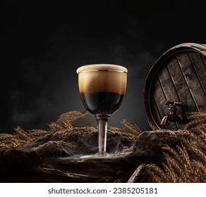 Stout or Dark beer, It good for advertising on alcoholic beverages. You can put text or content on dark background.  - Powered by Shutterstock